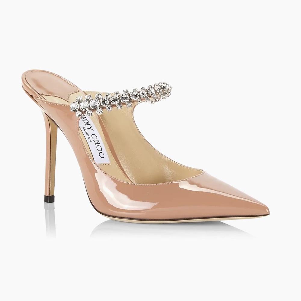 Jimmy Choo Beige Crystal Embellished Heels